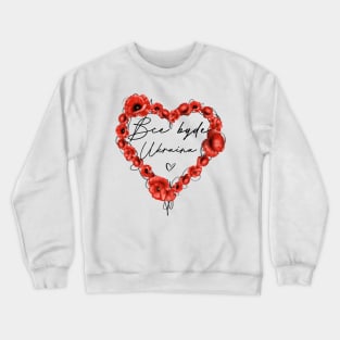 Poppies heart with text in Ukrainian Everything Will Be Ukraine Crewneck Sweatshirt